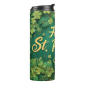 Gelukkige St. Patrick's Dag Klaverontwerp Thermosbeker (Gedraaid links)