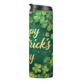 Gelukkige St. Patrick's Dag Klaverontwerp Thermosbeker (Geroteerd rechts)