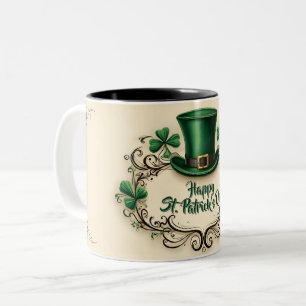Gelukkige St. Patrick's Dag Klaverontwerp Tweekleurige Koffiemok
