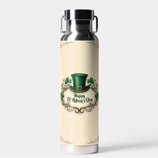 Gelukkige St. Patrick's Dag Klaverontwerp Waterfles (Voorkant)