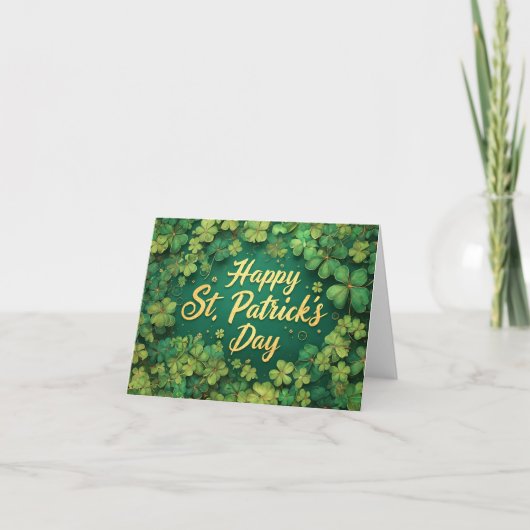 Gelukkige St. Patrick's Dag Klavertje Drie Ontwerp Bedankkaart (Voorkant)