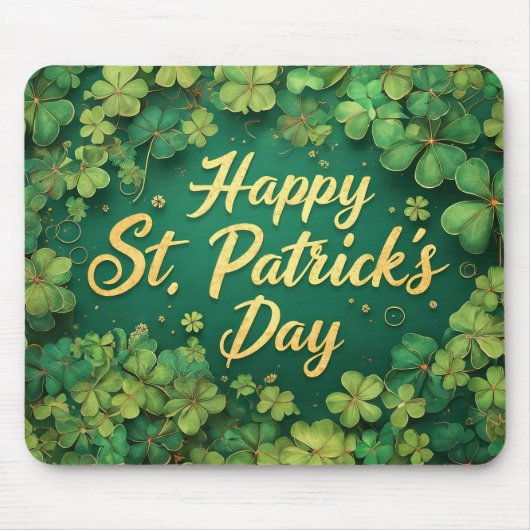 Gelukkige St. Patrick's Dag Klavertje Drie Ontwerp Muismat (Voorkant)