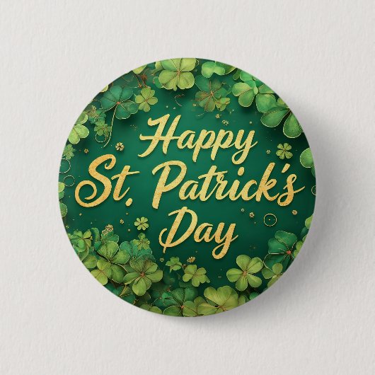 Gelukkige St. Patrick's Dag Klavertje Drie Ontwerp Ronde Button 5,7 Cm (Voorkant)