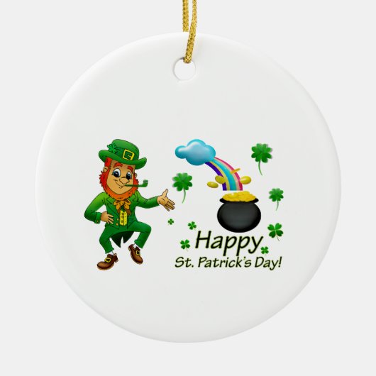 Gelukkige St. Patrick's Dag Leprechaun Regenboog Keramisch Ornament (Voorkant)