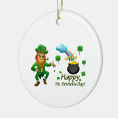 Gelukkige St. Patrick's Dag Leprechaun Regenboog Keramisch Ornament (Links)