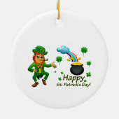 Gelukkige St. Patrick's Dag Leprechaun Regenboog Keramisch Ornament (Achterkant)