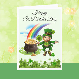 Gelukkige St. Patrick's Dag Leprechaun Regenboog M Kaart
