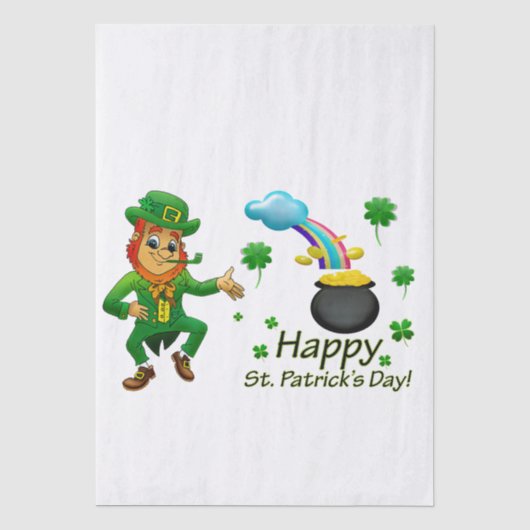 Gelukkige St. Patrick's Dag Leprechaun Regenboog Tissuepapier (Voorkant)