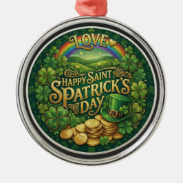 Gelukkige St. Patrick's Dag Liefde Hart Regenboog  Metalen Ornament