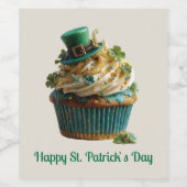 Gelukkige St. Patrick's Dag Lucky Cupcake Wijn Etiket (Enkel label)