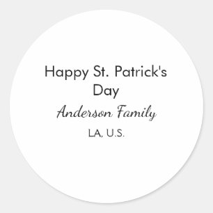 Gelukkige st. Patrick's dag naam familie plaats ee Ronde Sticker