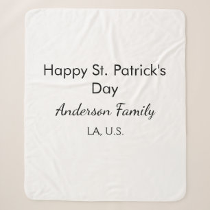 Gelukkige St. Patrick's dag naam familie plaats ee Sherpa Deken