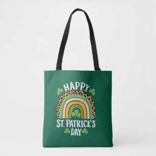 Gelukkige St. Patrick's Dag Regenboog Klaver Tote Bag