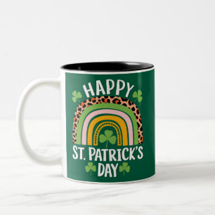 Gelukkige St. Patrick's Dag Regenboog Klaver  Tweekleurige Koffiemok