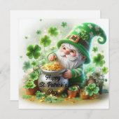 Gelukkige St. Patrick's Dag Schattige Gnome Feestdagenkaart (Voorkant / Achterkant)