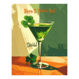 Gelukkige St. Patrick's Dag Shamrock Martini Foto Afdruk