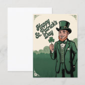 Gelukkige St. Patrick's Dag Vintage Leprechaun (Voorkant / Achterkant)
