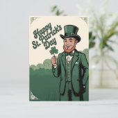 Gelukkige St. Patrick's Dag Vintage Leprechaun (Staand voorkant)