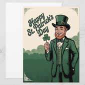 Gelukkige St. Patrick's Dag Vintage Leprechaun (Voorkant / Achterkant)