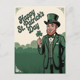 Gelukkige St. Patrick's Dag Vintage Leprechaun Briefkaart