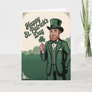 Gelukkige St. Patrick's Dag Vintage Leprechaun Kaart