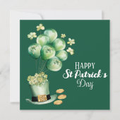 Gelukkige St Patrick's Day Ballonnen en Shamrocks Feestdagenkaart (Voorkant)