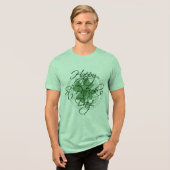 Gelukkige St. Patrick's Day decoratief script Tri-Blend Shirt (Voorkant volledig)