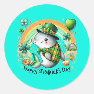 Gelukkige St. Patrick's Day Dolfijn Ronde Sticker