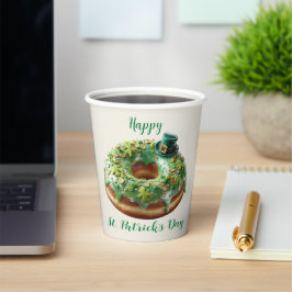 Gelukkige St. Patrick's Day Donut met Kabouterhoed Papieren Bekers
