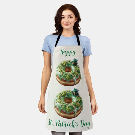 Gelukkige St. Patrick's Day Donut met Kabouterhoed Schort (Gedragen)
