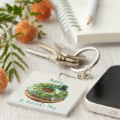 Gelukkige St. Patrick's Day Donut met Kabouterhoed Sleutelhanger (Voorkant Rechts)