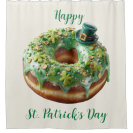 Gelukkige St. Patrick's Day Donut met Leprechaun H Douchegordijn