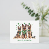 Gelukkige St. Patrick's Day Duitse herdershonden Feestdagenkaart (Staand voorkant)