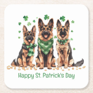 Gelukkige St. Patrick's Day Duitse herdershonden Kartonnen Onderzetters