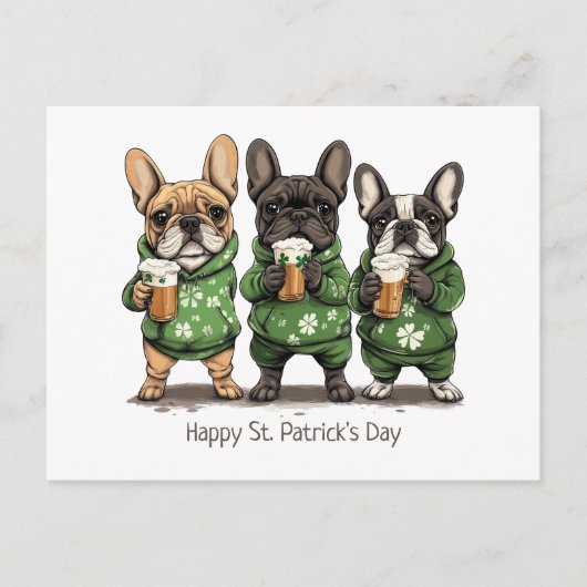 Gelukkige St. Patrick's Day Franse Bulldogs Briefkaart (Voorkant)