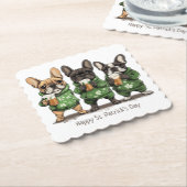 Gelukkige St. Patrick's Day Franse Bulldogs Kartonnen Onderzetters (Gebogen)