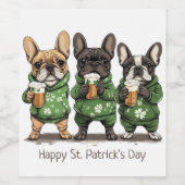 Gelukkige St. Patrick's Day Franse Bulldogs Wijn Etiket (Enkel label)