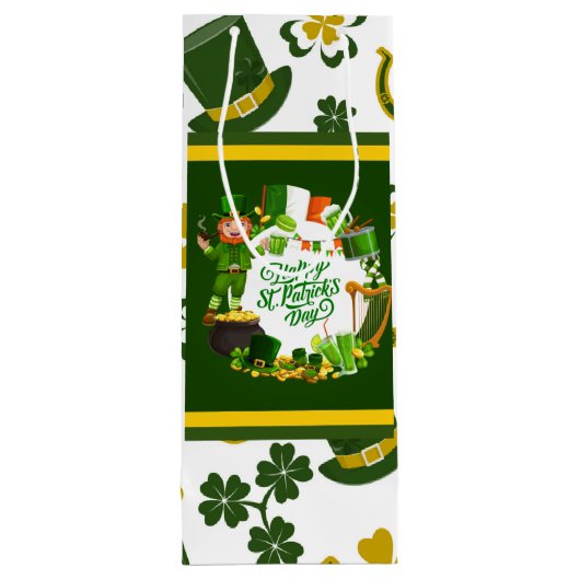Gelukkige St. Patrick's Day Gift Bag Wijn Cadeautas (Achterkant)