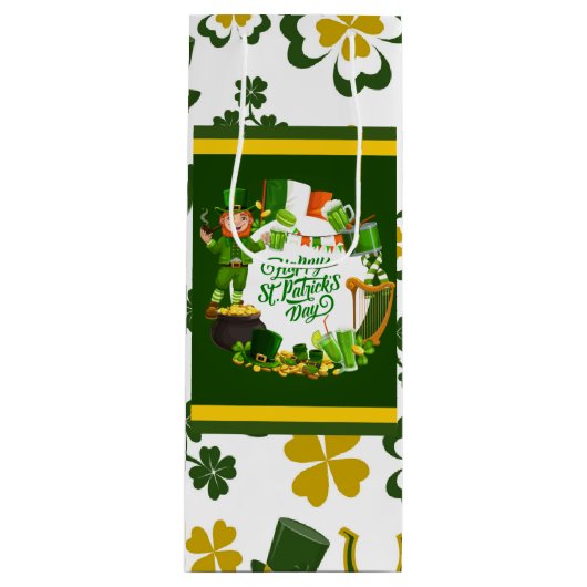 Gelukkige St. Patrick's Day Gift Bag Wijn Cadeautas (Voorkant)