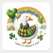 Gelukkige St. Patrick's Day Goose Vierkante Sticker (Voorkant)
