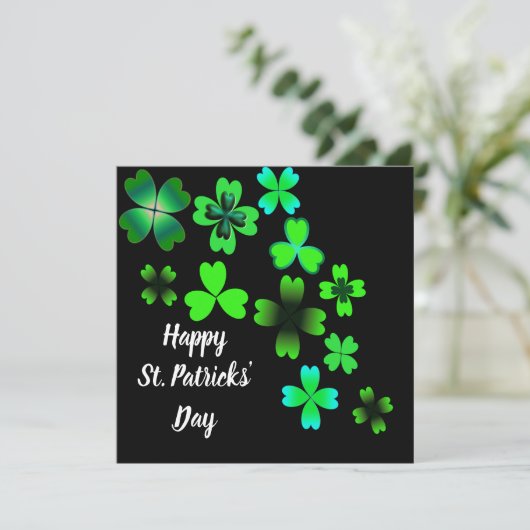 Gelukkige St. Patrick's Day, Green Lucky Shamrock Kaart (Staand voorkant)