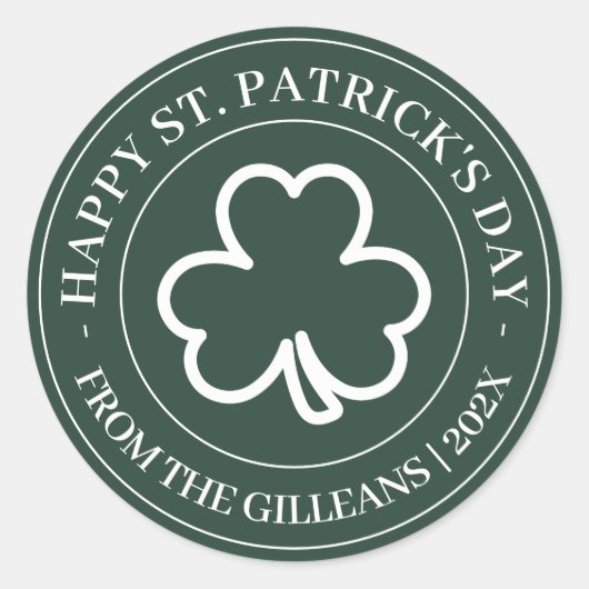 Gelukkige St. Patrick's day groene Shamrocks famil Ronde Sticker (Voorkant)