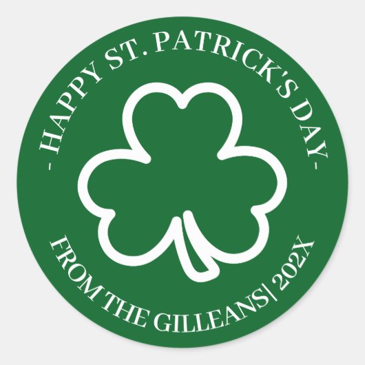 Gelukkige St. Patrick's day groene Shamrocks famil Ronde Sticker (Voorkant)