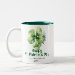 Gelukkige St. Patrick's day groene Shamrocks famil Tweekleurige Koffiemok