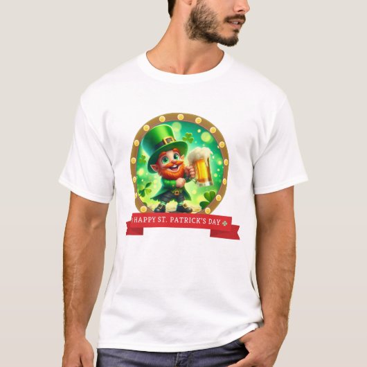 Gelukkige St. Patrick's Day Ierse Shamrocks Leprec T-shirt (Voorkant)