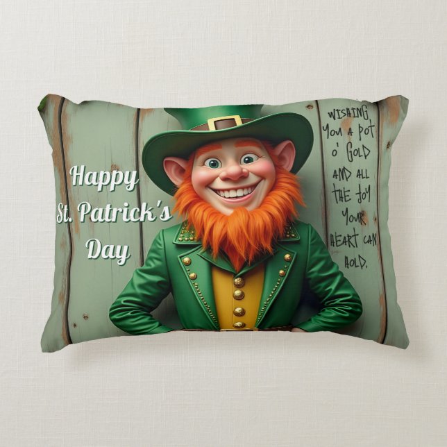 Gelukkige St. Patrick's Day Kabouter Accent Kussen (Voorkant)
