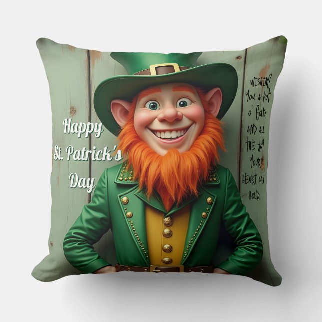Gelukkige St. Patrick's Day Kabouter Kussen (Voorkant)