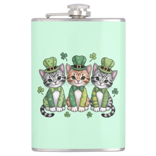 Gelukkige St. Patrick's Day Kittens-47474 Heupfles (Voorkant)