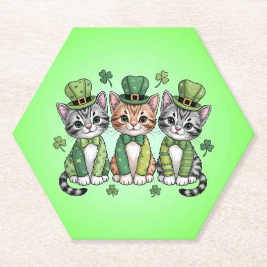 Gelukkige St. Patrick's Day Kittens-47474 Kartonnen Onderzetters (Voorkant)