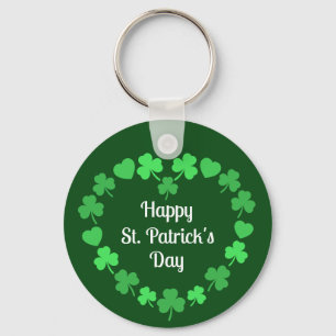 Gelukkige St. Patrick's Day Klaver en Hart Krans Sleutelhanger